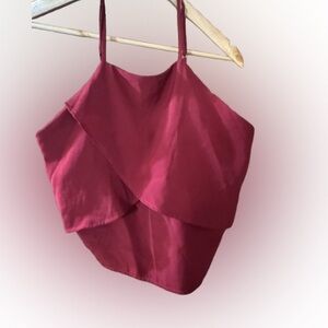 Mahina Elegant Burgundy Layered Women's Blouse